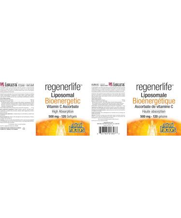 Natural Factors Regenerlife Liposomal Bioenergetic Vitamin C Ascorbate 500 mg 120 softgels High Absorption Stomach-Friendly Supports Bones Teeth Cartilage Gums and Immune Health Antioxidant - Buy Online on GoSupps.com