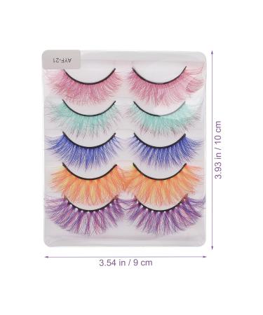 FOMIYES 20 Pairs Colored False Eyelashes - Handmade Rainbow Luxurious Synthetic Fiber Makeup Lashes | 5D Soft Fake Lashes (Pack of 1 - Buy Online on GoSupps.com