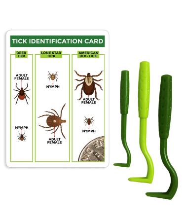 TickCheck Tick Remover Value 3 Pack - Tick Remover Tools + Tick Identification Card - for Humans, Dogs & Cats 1 Set