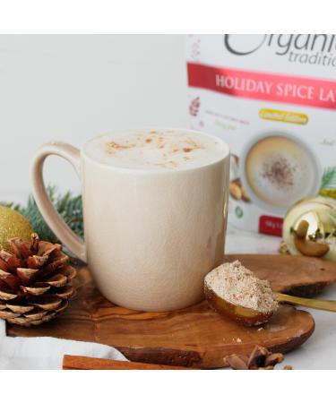 Organic Traditions Holiday Spice Instant Latte Limited Edition Seasonal Flavour Superfood Caffeine Free Dairy Free Drink Mix for Hot and Iced Latte Drink 150g/5.3oz Bag - Buy Online on GoSupps.com