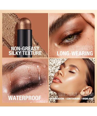 Buy Metallic Shimmer Eyeshadow Stick - Waterproof Eye Brightener & Smoky Makeup Pencil (8 Colors Set) - International Shipping Available - Buy Online on GoSupps.com
