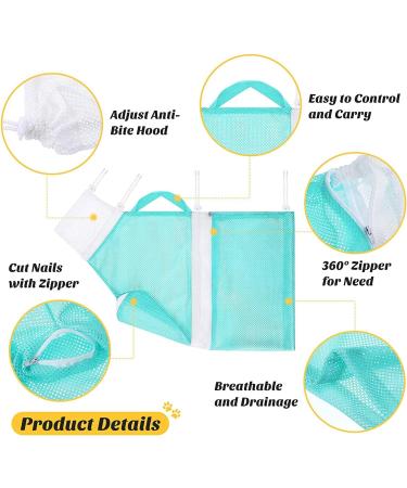 WMLBK Adjustable Cat Grooming Bag - Anti-bite Scratch Cat Grooming Bathing Mesh- Cat Washing Bath Bag For Shower Cleaning Ear Medicine Feeding (Green and White) - Buy Online on GoSupps.com