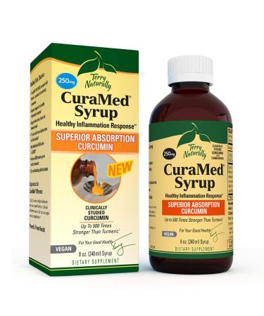 Terry Naturally CuraMed Syrup - 250 mg BCM-95 Curcumin - Promotes Healthy Inflammation Response  Liver  Brain  Heart & Immune Health - 8 fl oz (48 Servings) - Buy Online on GoSupps.com