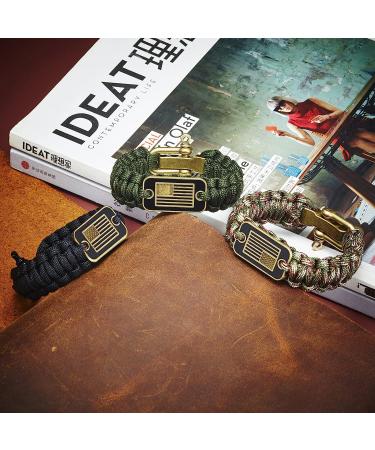 Bronze USA Flag Paracord Bracelet for Military Veterans - Tactical Survival Gift - Buy Online on GoSupps.com
