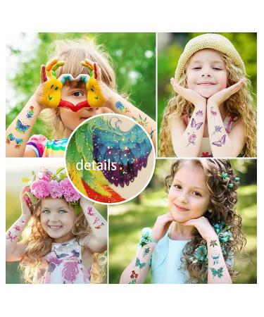 Glitter Butterfly Flowers Temporary Tattoo for Girls - Party Favor & Birthday Decoration - Buy Online on GoSupps.com