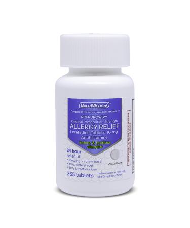 ValuMeds Loratadine 10mg | 365 Tablets | Non-Drowsy 24 Hour Allergy Relief | Antihistamine Support for Runny Nose, Sneezing, Itchy, Watery Eyes