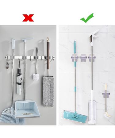 Everfree Broom Wall Mount - Self-Adhesive Mop Holder 6pcs White | No Drilling, Anti-Slip, Space-Saving Organizer for Garage, Closet, Laundry Room - Buy Online on GoSupps.com