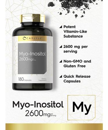 Myo-Inositol 2600mg Capsules - High Potency Non-GMO & Gluten Free Supplement by Carlyle - Buy Online on GoSupps.com