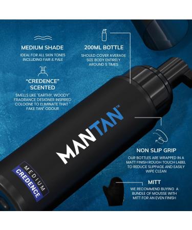 Fake Tan For Men | Easy To Apply Foam & Instant Results | Medium Shade Credence Aftershave Fragrance | Zero Biscuit Smell | Suitable for All Skin Tones | Mens Self Tanner Bronzer Lotion - Buy Online on GoSupps.com
