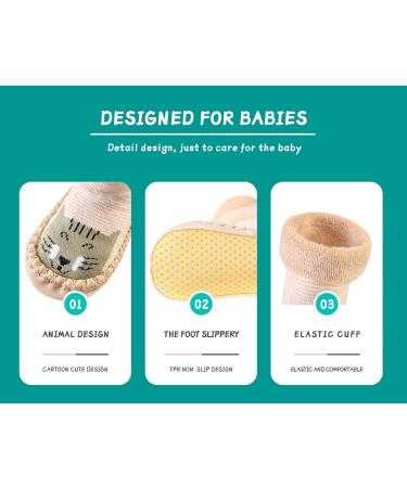 Baby Boy Girl Animal Moccasins Non-Skid Indoor Slippers 6-12 Months - Cat Design - Buy Online on GoSupps.com