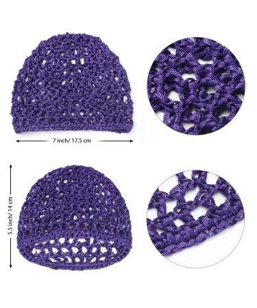 3 Pieces Soft Rayon Crochet Hair Net Snoods for Women - Black Pink Purple - Hair Cover Accessory for Sleeping - Buy Online on GoSupps.com