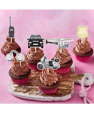 MEFENG Police Cupcake Topper Policeman Cupcake Topper Police Theme Party Decoration Supplies Set of 18 - Buy Online on GoSupps.com