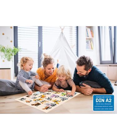 Kizii ABC Poster A2 - Alphabet Learning Posters for Kids | German Letters & Animal Art for Kindergarten Preschool Primary School - Buy Online on GoSupps.com