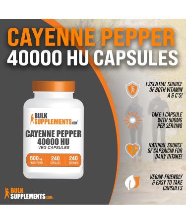 BulkSupplements Cayenne Pepper Capsules - 40000 HU  Capsaicin Supplements  240 Vegan Pills - Buy Online on GoSupps.com