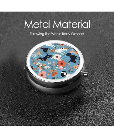 Border Collie Florals Round Pill Box | 3 Compartment Portable Travel Organizer for Vitamins & Medications - Buy Online on GoSupps.com