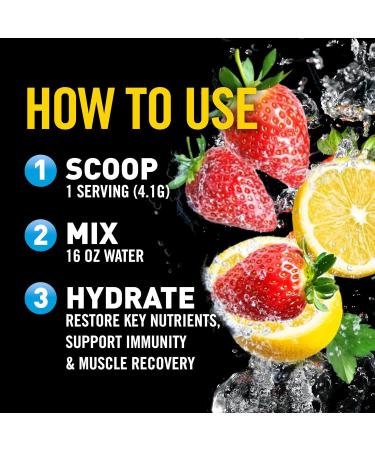 Body Fortress Electrolyte Powder Strawberry Lemonade - Rapid Hydration Drink Mix with 6 Essential Electrolytes & 3 B Vitamins - Sugar Free Keto Friendly No Color Added Clear Hydration - 30 Servings - Buy Online on GoSupps.com