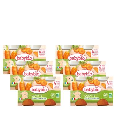 Babybio - Val de Loire Carrot Pots 2 x 130 g - 4+ Months - Organic - Pack of 6