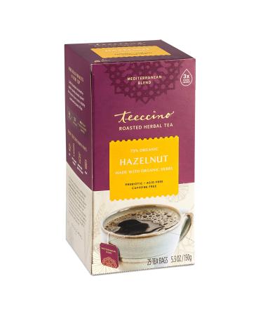 Teeccino Roasted Herbal Tea Medium Roast Hazelnut Caffeine Free 25 Tea Bags 5.3 oz (150 g)