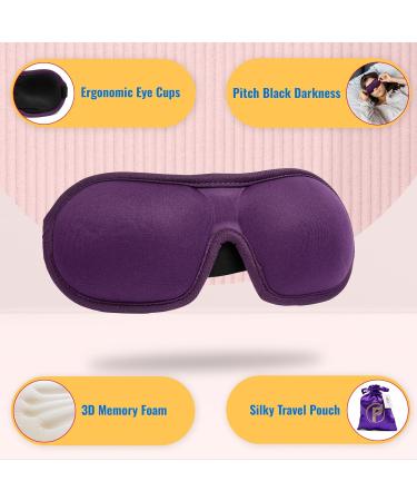 Premium Sleep Mask for Men & Women - Patty s Travel Store | Light-Blocking Eye Mask with Matching Earplugs (2 Sets) - Travel Essentials in Purple & Black - Buy Online on GoSupps.com