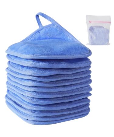 KODAMO | Reusable Makeup Remover Cloth 6 x 6 in 12 Pack - Microfiber Washable Facial Cleansing Towel for All Skin Types With Laundry Bag - Natural Eco-friendly Makeup Remover Towel (Blue)