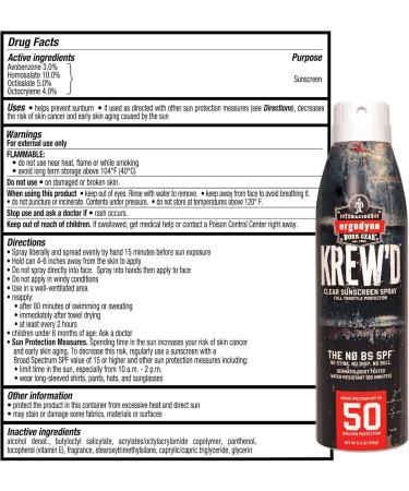 Ergodyne KREW'D 6353 Sunscreen Spray Broad Spectrum SPF 50 Water Resistant 5.5 oz 12-Pack 5.5 Ounce (Pack of 12) - Buy Online on GoSupps.com
