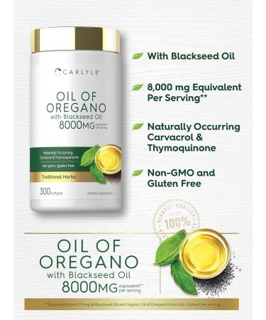 Carlyle Oil of Oregano with Black Seed Oil | 300 Softgel Capsules | Naturally Occurring Carvacrol & Thymoquinone Pills | Non-GMO Gluten Free Supplement - Buy Online on GoSupps.com