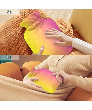 Yellow Pink Gradient Hot Water Bottle with Cover - 2L Heating Bottle for Pain Relief & Warmth | Ideal Hand & Feet Warmer for Women - International Shipping Available - Buy Online on GoSupps.com