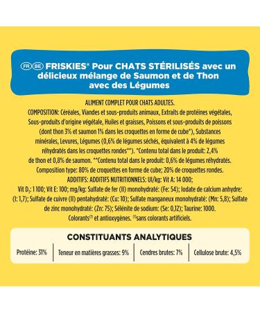 FRISKIES Sterilized Cats with Salmon and Vegetables - 3 KG - Croquettes for Adult Cats - Buy Online on GoSupps.com