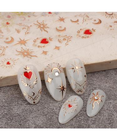 JMEOWIO Self-Adhesive Moon Star Nail Art Stickers - 9 Sheets | Colorful Sun Nail Supplies for Design Decoration - Buy Online on GoSupps.com
