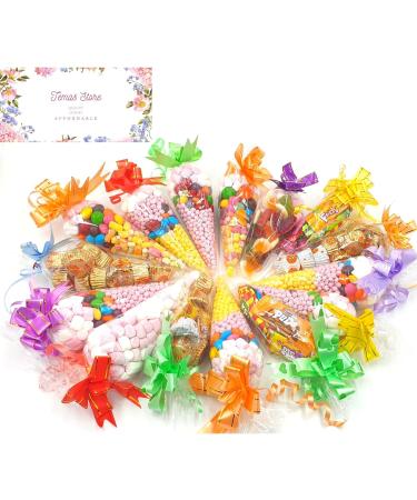 10 X Prefilled Sweet Cones Party Bag Ribbon Bow Design| Adult & Kids Party Bags & Party Favour | Baby Shower |Variety Flavours- Millions Marshmallow Skittles (Strawberry Millions - Pink) - Buy Online on GoSupps.com