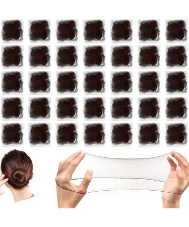 YTUGCG 35Pcs Invisible Hair Net for Woman Brown Bun Nets Reused Elastic Edge Mesh for Women Bun Hair Bun Nets for Women Girls Ballet Dancer Catering