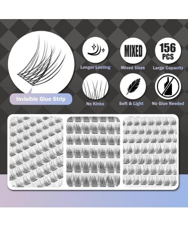 Self Adhesive Eyelashes - 156 Pcs No Glue Needed Long Lasting & Invisible Strip Tape - Natural Look Press-On Eyelash Clusters - Buy Online on GoSupps.com
