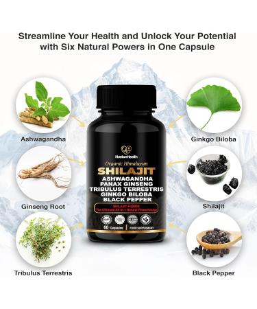 Himalayan Shilajit Capsules with Ashwagandha Ginseng Tribulus Ginkgo & Black Pepper Vegan Gluten-Free Botanical Blend for Daily Wellness & Vitality 60 Capsules Shilajit Fusion 60 Count (Pack of 1) - Buy Online on GoSupps.com