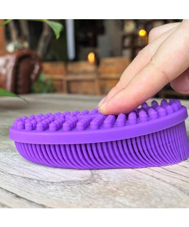 Premium Soft Silicone Sensory Brush for Kids with Autism - 2-in-1 Body Scrubber for Sensory Room & Occupational Therapy - Oval Purple - Buy Online on GoSupps.com