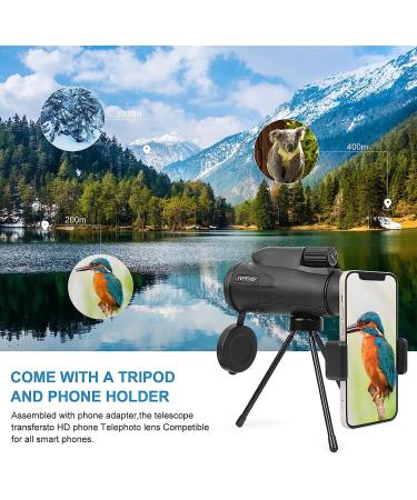 12X50 High Power Monocular Telescope with Low Light Night Vision | Smartphone Adapter & Tripod | Ideal for Bird Watching, Hunting, Camping | Compact & Lightweight | Great Gift | Star Sports Black - Buy Online on GoSupps.com