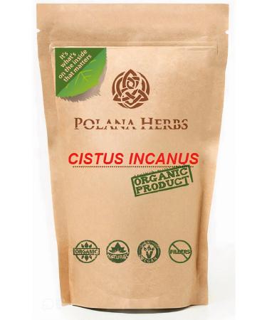 Polana Herbs Organic Cistus Tea - Cistus Incanus Rockrose Loose Leaves Herb Herbal Tea Overall Wellness Fresh Harvest Wildcrafted in sunny Mediterraneans Naturally Caffeein Free Packed by Hand in Food Graded Eco-Pack 150g- 75 servings- 5.3 ounce