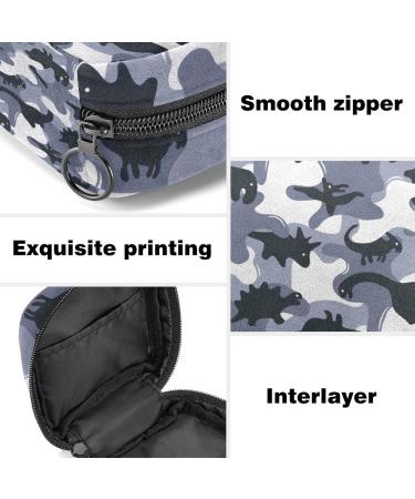 Camouflage Army Dinosaurs Sanitary Napkin Storage Bag | Portable Menstrual Cup Pocket with Zipper for Teen Girls & Women - Buy Online on GoSupps.com