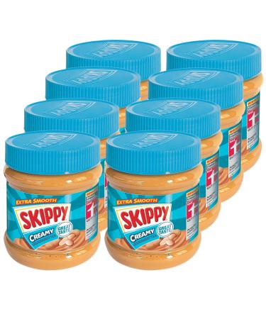 Skippy 8x 340g peanut butter "Creamy" |Peanut butter without palm oil |Extra smooth and from 91% peanuts |Without pieces |Delicious peanut butter with full and creamy taste peanut 340 g (8 Pack)