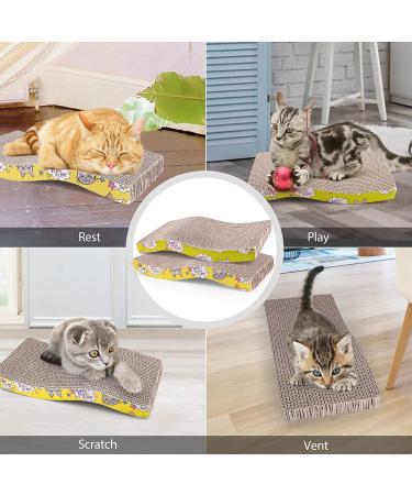 Primepets Cat Scratching Pads with Catnip - Corrugated Cardboard Cat Scratcher for Indoor Cats - Wave Shaped Reversible Board - Furniture Protector - Large - 1 pack - Buy Online on GoSupps.com