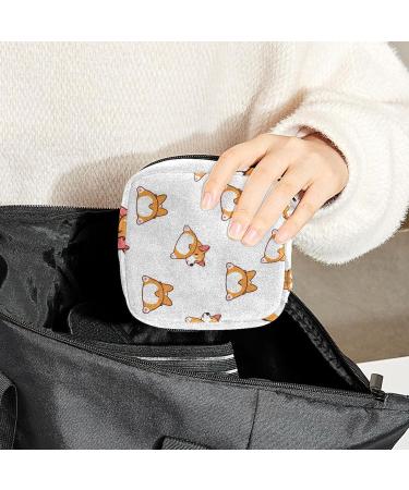 Cute Cartoon Corgi Sanitary Napkin Storage Bag | Feminine Menstrual Cup Pouch for Women and Teen Girls - Multi-colored - Buy Online on GoSupps.com