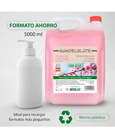 Intercabo Shower gel with almond blossom scent mild and nourishing formula 2 x 5 l canister ideal for hotels gyms spas professional moisturizing body gel - Buy Online on GoSupps.com