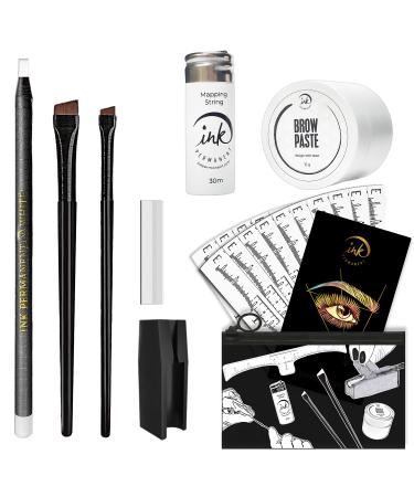 Eyebrow Mapping Kit with 30m White Mapping String  15g White Brow Paste + 2 Eyebrow Brush Set  White Eyebrow Mapping Pencil  Pencil Shaper and Blades  20 Mapping Ruler Stencils and Instructions   Brow Mapping Set for Mic... - Buy Online on GoSupps.com