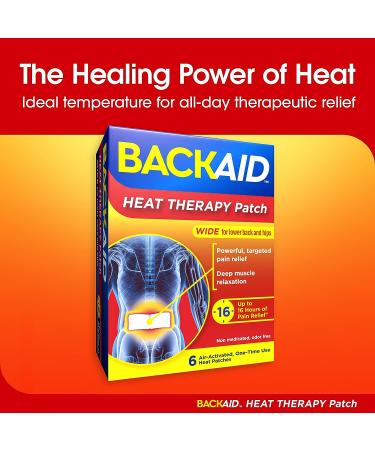 Backaid Heat Therapy Patch - Portable Heating Pad for Lower Back and Hip Pain Relief - 6 Count - Buy Online on GoSupps.com