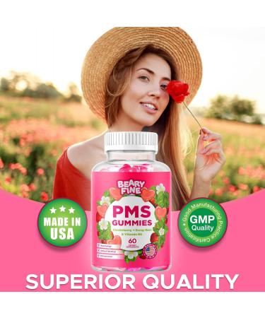 PMS Gummies for Women & Teens - Effective PMS Vitamins for Cramping Bloating & Mood Swings - Strawberry Flavor 60 Count - Made in the USA - Buy Online on GoSupps.com
