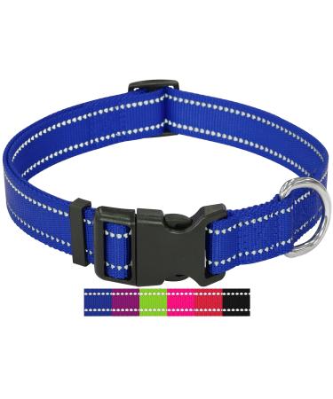 Dey-Premium dog collar nylon reflective adjustable for small and large dogs many colors and sizes collar dog puppy dog neck straps cat neck puppy neck blue m m -2.0 x34-49 cm blue-reflecting