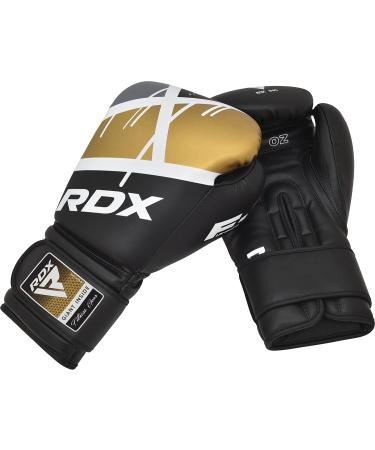 RDX Boxing Gloves for Muay Thai & Kickboxing - Maya Hide Leather Sparring Gloves Sandbag & MMA Training - Available in 8 10 12 16oz for Men & Women - Black & Golden - Buy Online on GoSupps.com