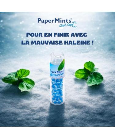 PAPERMINTS - Mint balls for fresh and long-lasting breath - Fights bad breath - Menthol candy without sugar or alcohol - Large size - 60 cool caps - Buy Online on GoSupps.com