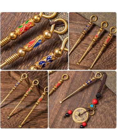 9pcs Sand Curette Tools with Earpicks - Home Kitchen Relief for Adults | Retro Key Pendant Supplies | Men Copper Ear Removers Care Kit - Buy Online on GoSupps.com