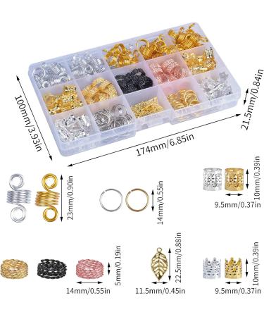 200 Hair Beads for Braids & Dreadlocks - Metal Hair Rings & Aluminum Cuffs with Storage Box | Premium Hair Jewelry Accessories - Buy Online on GoSupps.com