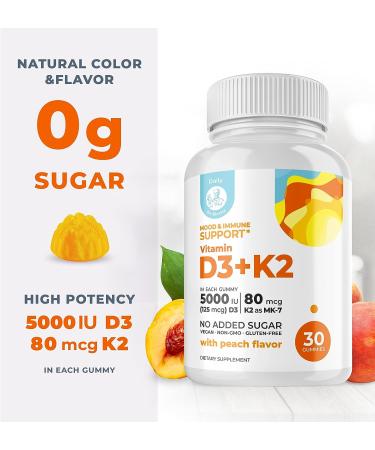Dr. Moritz Vitamin D3 K2 Gummies 5000 IU - Sugar-Free Immune Support Supplement for Healthy Bones - Vegan & Gluten-Free Chewable Gummies for Adults & Kids - Buy Online on GoSupps.com